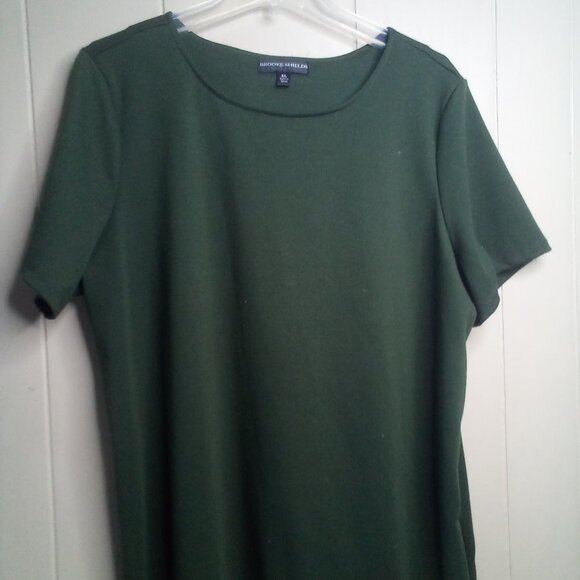 Brooke Shields Timeless Blouse XL Short Sleeve Side Zippers Green - Picture 9 of 12